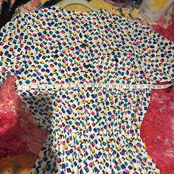 Vintage Kristy Michael dress polka dot like design multicolored elastic waist - Picture 10 of 11